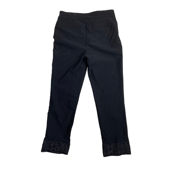 Chicos women size 8 Black Ankle Pants 4 Way stretch Lace Trim High Rise Pull On - Picture 4 of 8